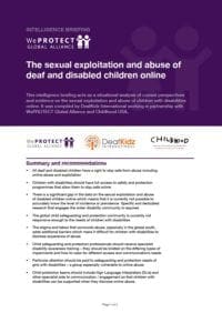 intelligence briefing 2021 sexual exploitation abuse disabled chidren